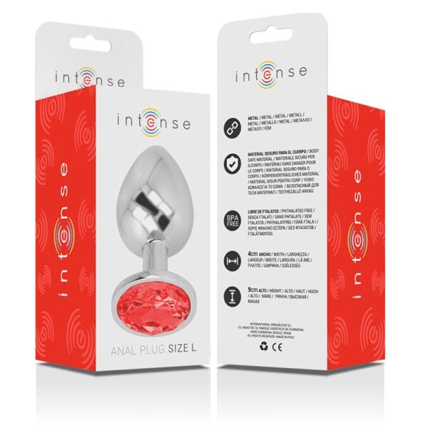 INTENSE - ALUMINUM METAL ANAL PLUG WITH RED CRYSTAL SIZE L 7